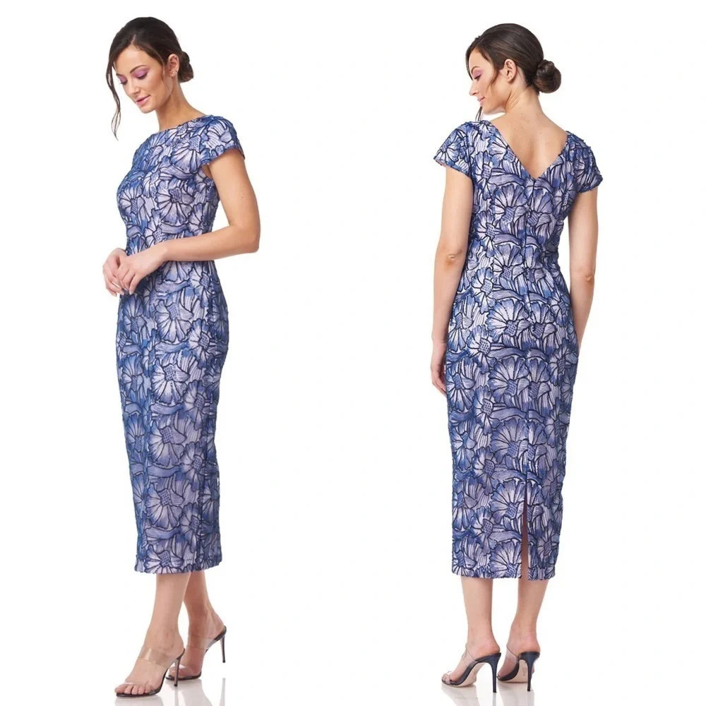 Nwt JS Collections, Lena Cap Sleeve Tea Length Dress, 8